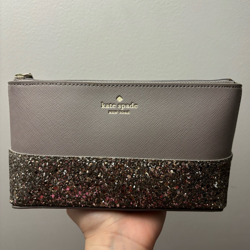 Kate Spade Purple Cosmetic Case with Glitter - Picture 4 of 5